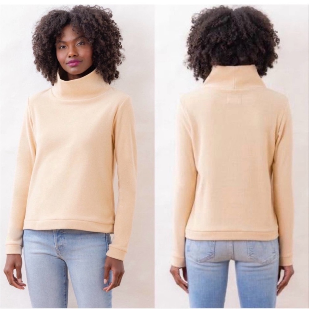 DUDLEY STEPHENS Park Slope Turtleneck Terry Fleece in Natural Blush | Large
